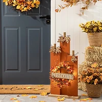 Glitzhome Fall Lighted Wooden Pumpkin Decor Thanksgiving Porch Sign
