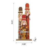 Glitzhome Lighted Wooden Scarecrow Decor Thanksgiving Porch Sign