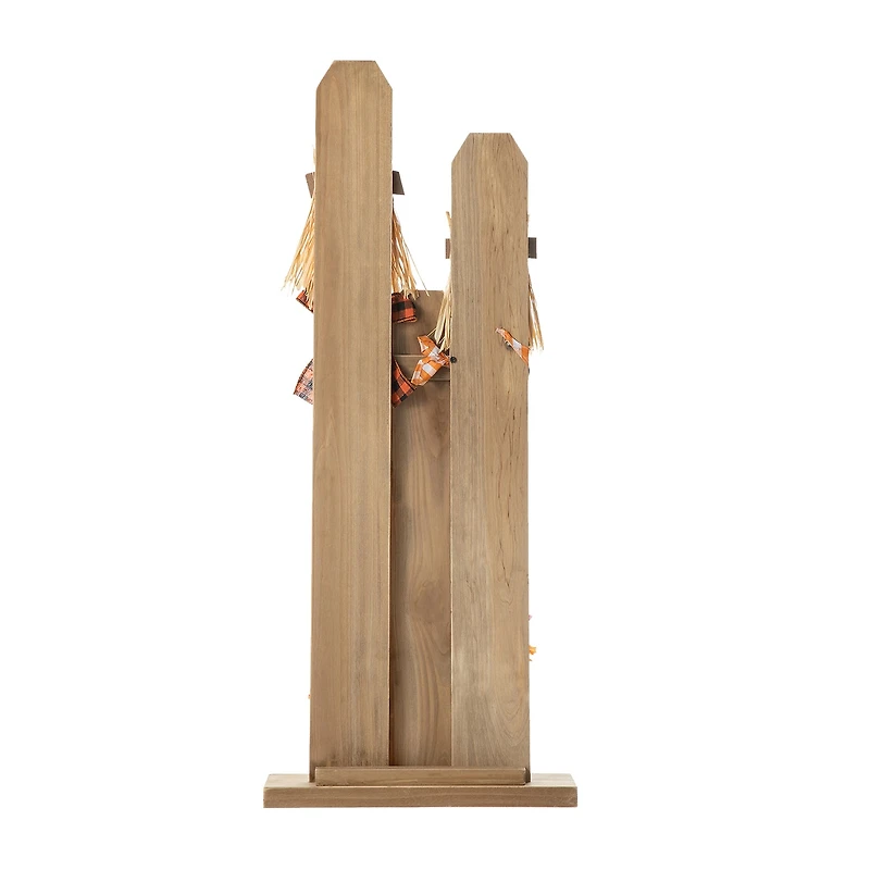 Glitzhome Lighted Wooden Scarecrow Decor Thanksgiving Porch Sign