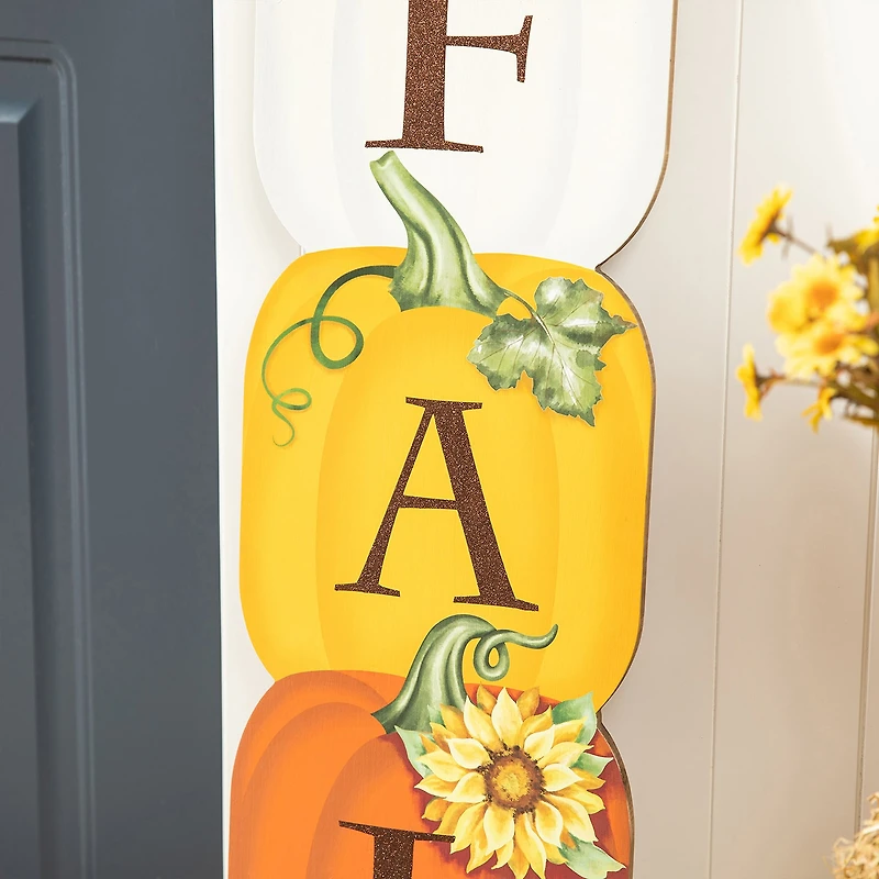Glitzhome Fall Wood Stacked Pumpkin Decor Thanksgiving Porch Sign