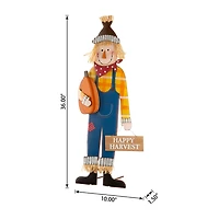 Glitzhome Fall Metal Scarecrow Thanksgiving Yard Art