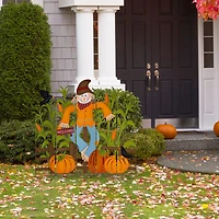 Glitzhome Fall Metal Scarecrow Thanksgiving Yard Art