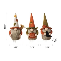 Glitzhome Fall Fabric Gnome 3-pc. Thanksgiving Tabletop Decor