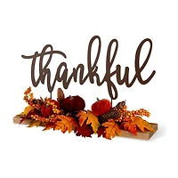Glitzhome Harvest Metal Sign Floral Christmas Tabletop Decor