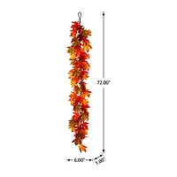 Glitzhome Fall Lighted Maple Leaves Christmas Indoor Garland
