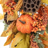 Glitzhome Fall Pumpkin Leaf Swag