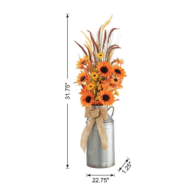 Glitzhome Fall Sunflower Leaf Potted Tree Thanksgiving Tabletop Decor