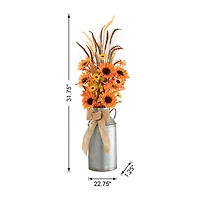 Glitzhome Fall Sunflower Leaf Potted Tree Thanksgiving Tabletop Decor