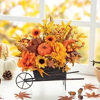 Glitzhome Fall Floral Cart Centerpiece Christmas Tabletop Decor