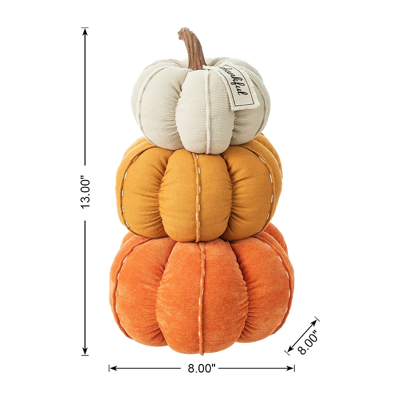 Glitzhome Fall Stacked Fabric Pumpkin Thanksgiving Tabletop Decor