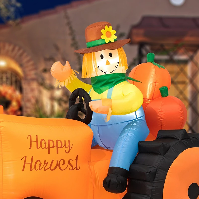 Glitzhome Fall Lighted Tractor Decor Thanksgiving Inflatable