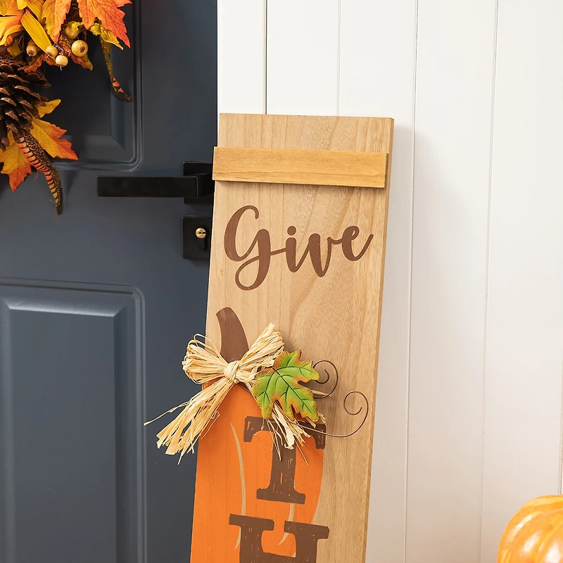Glitzhome Harvest Wooden Pumpkin Thanksgiving Porch Sign