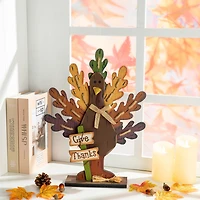 Glitzhome Burlap/Wooden Turkey Thanksgiving Tabletop Decor