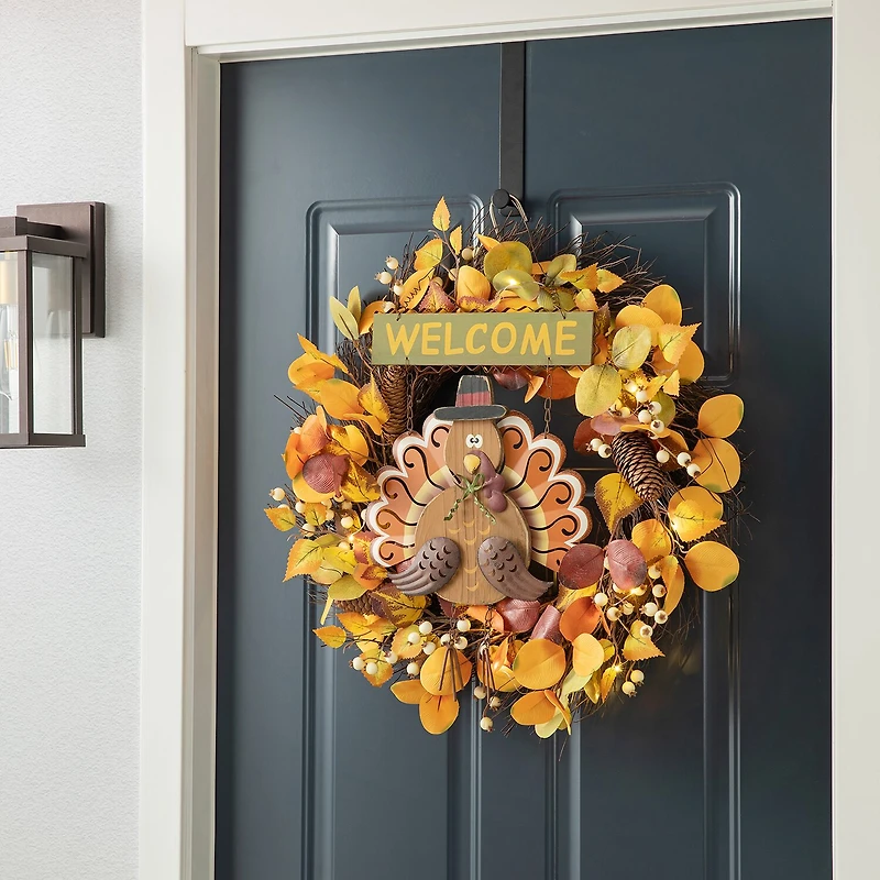 Glitzhome Iron/Wooden Turkey Welcome Decor Wall Art