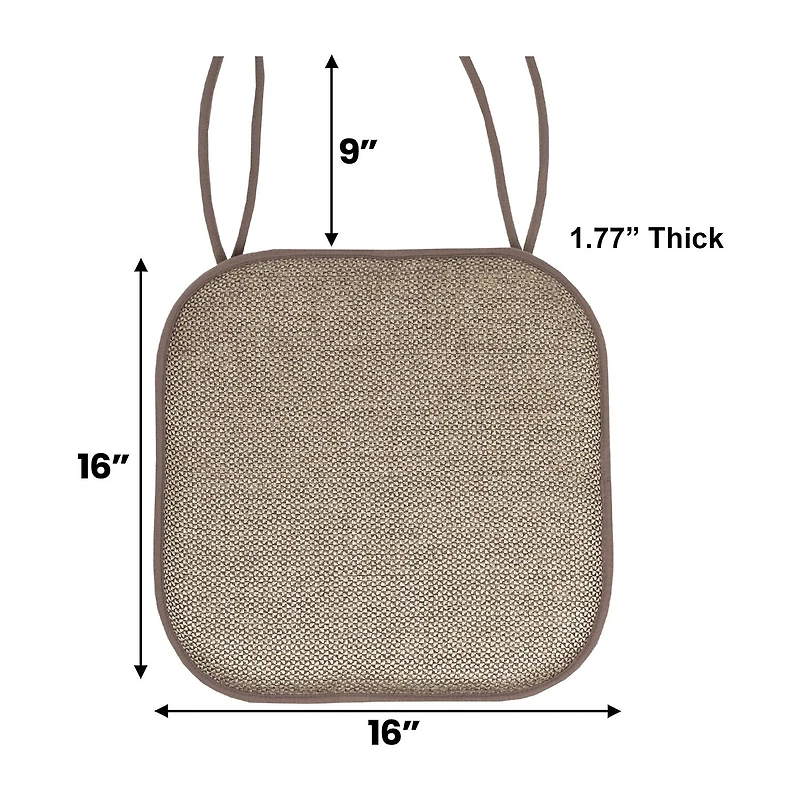 Sweet Home Collection™ Cameron Memory Foam No Slip Back 16" x Chair Pad Cushion with Ties