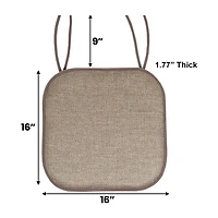 Sweet Home Collection™ Cameron Memory Foam No Slip Back 16" x Chair Pad Cushion with Ties