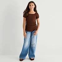 Thereabouts Little & Big Kid Girls Square Neck Short Sleeve T-Shirt