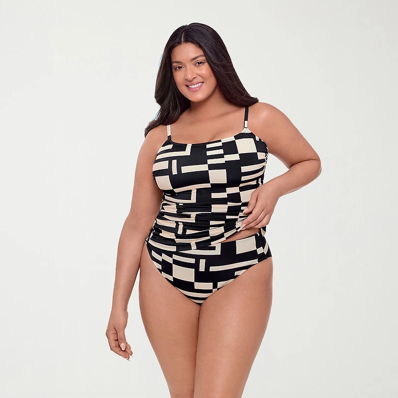 S3 Swim Womens Geometric Tankini Swimsuit Top