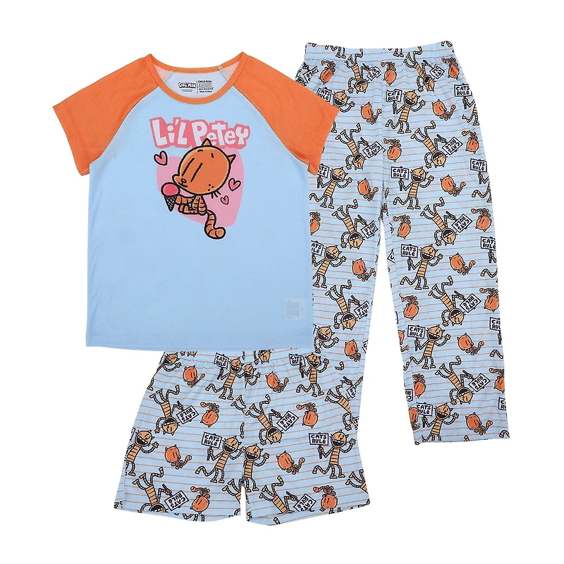 Little & Big Kid Girls Crew Neck Short Sleeve 3-pc. Pajama Set