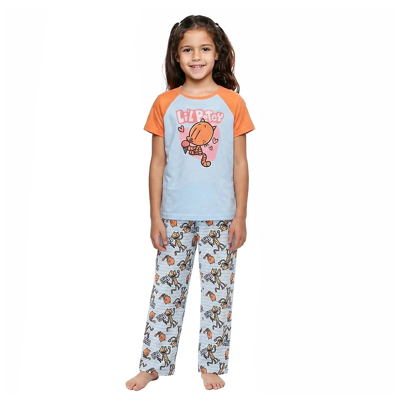 Little & Big Kid Girls Crew Neck Short Sleeve 3-pc. Pajama Set