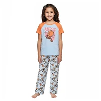 Little & Big Kid Girls Crew Neck Short Sleeve 3-pc. Pajama Set