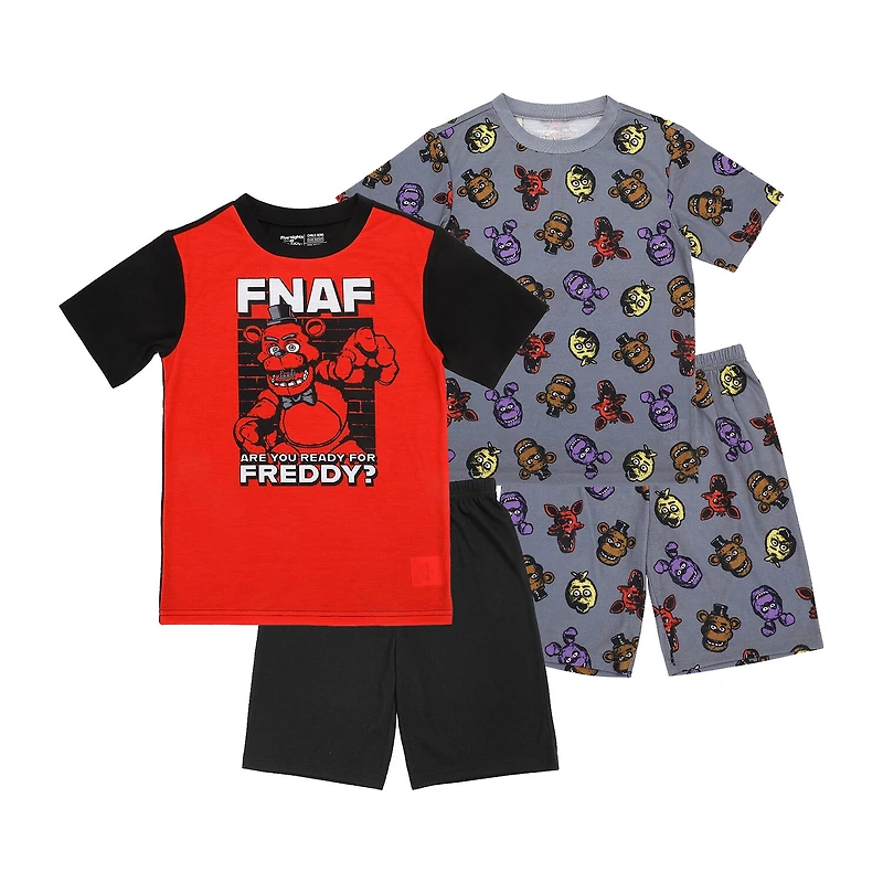 Little & Big Kid Boys Five Nights at Freddys Crew Neck Short Sleeve 4-pc. Pajama Set