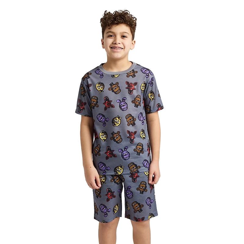 Little & Big Kid Boys Five Nights at Freddys Crew Neck Short Sleeve 4-pc. Pajama Set