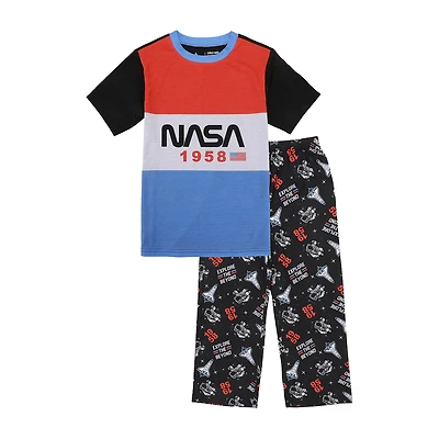 Little & Big Kid Boys NASA Crew Neck Short Sleeve 2-pc. Pajama Set