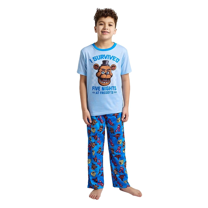 Little & Big Kid Boys Five Nights at Freddys Crew Neck Short Sleeve 2-pc. Pajama Set