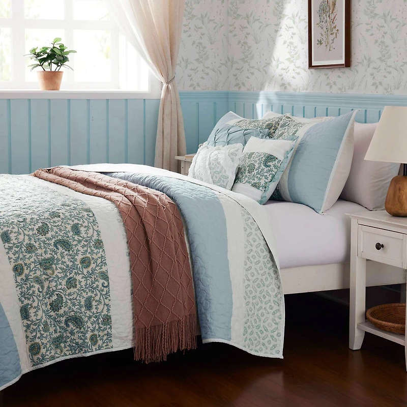 Madison Park Vanessa 6-Pc Cotton Percale Quilt Set With Throw Pillows