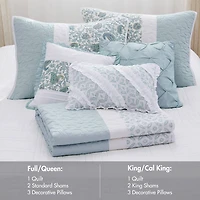 Madison Park Vanessa 6-Pc Cotton Percale Quilt Set With Throw Pillows