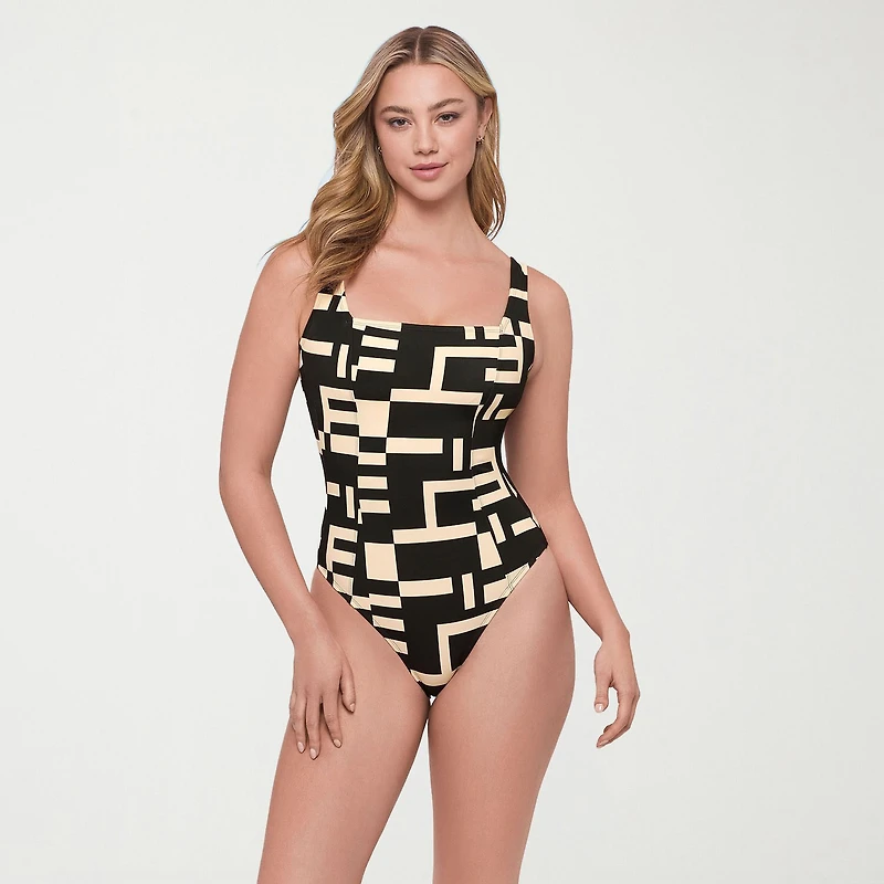 S3 Swim Womens Floral Moderate Coverage One Piece Swimsuit