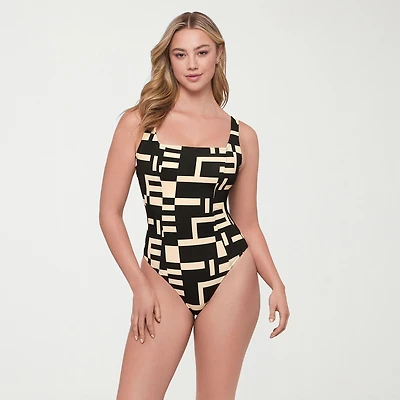 S3 Swim Womens Floral Moderate Coverage One Piece Swimsuit