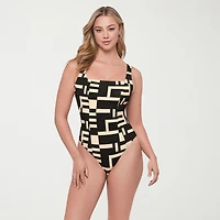 S3 Swim Womens Floral Moderate Coverage One Piece Swimsuit