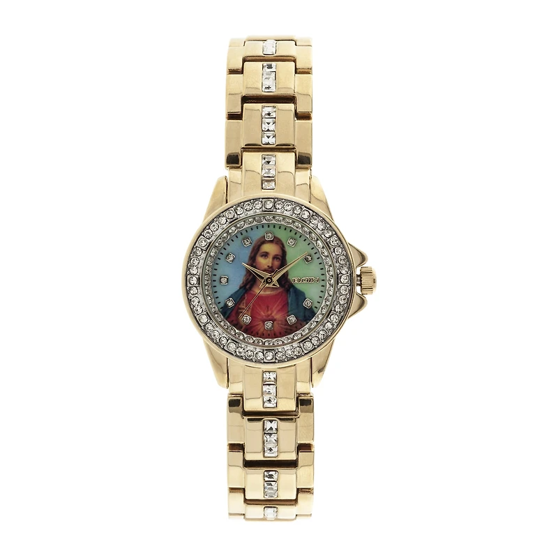 Elgin® Womens Jesus Crystal-Accented Watch