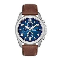Relic By Fossil Mens Multi-Function Brown Leather Strap Watch Zr15794