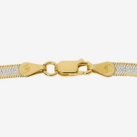 Made in Italy Womens 24K Gold Over Silver 7.5 Inch Solid Herringbone Chain Bracelet