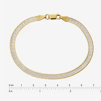 Made in Italy Womens 24K Gold Over Silver 7.5 Inch Solid Herringbone Chain Bracelet