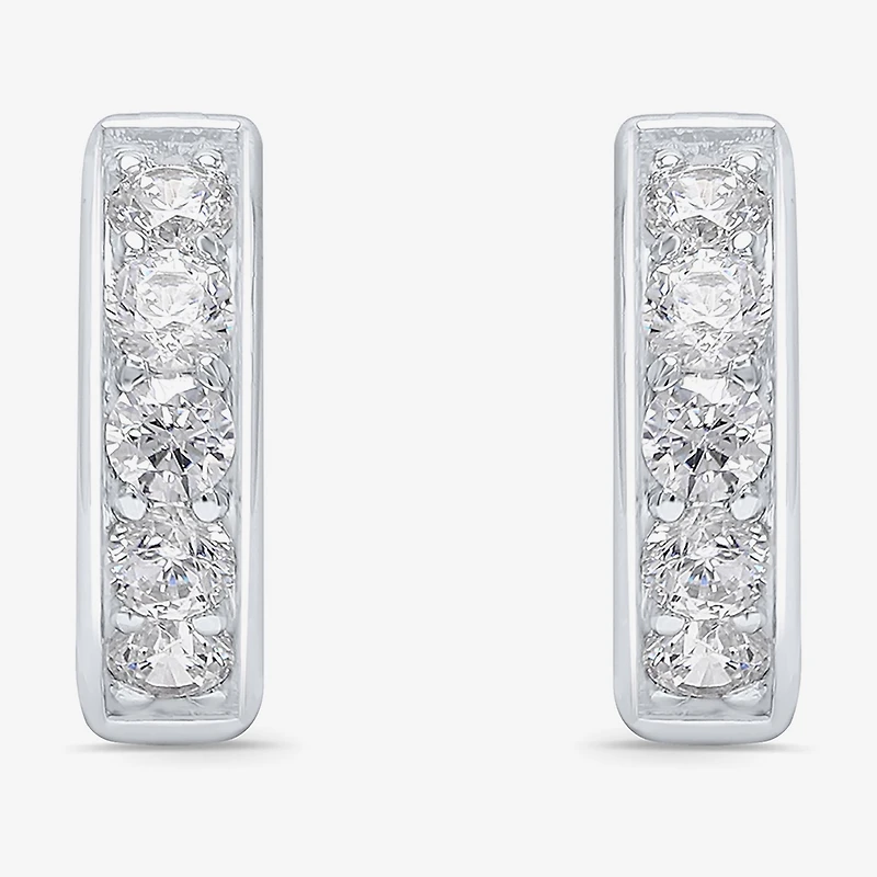 Mens 1 CT. T.W. Natural White Diamond 10K Gold 15mm Hoop Earrings