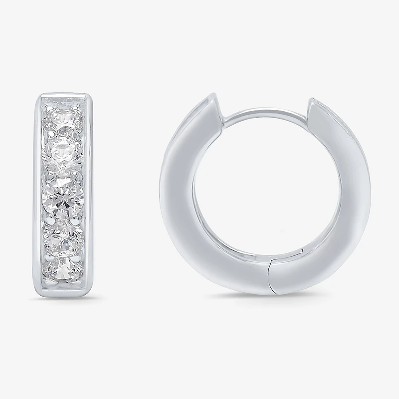 Mens 1 CT. T.W. Natural White Diamond 10K Gold 15mm Hoop Earrings