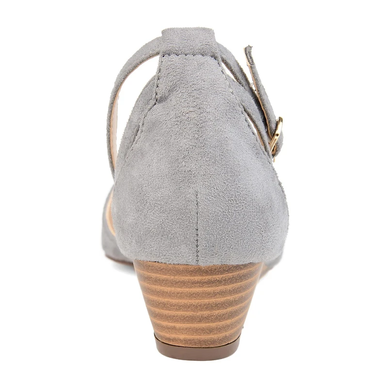Journee Collection Womens Arkie Pumps Buckle Pointed Toe Wedge Heel
