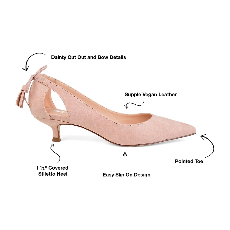 Journee Collection Womens Bindi Slip-on Pointed Toe Kitten Heel Pumps