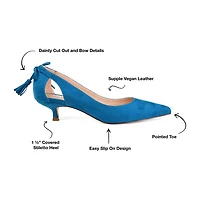 Journee Collection Womens Bindi Slip-on Pointed Toe Kitten Heel Pumps