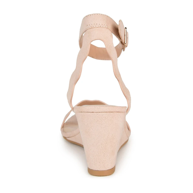 Journee Collection Loucia Womens Round Open Toe Wedge Heel Pumps