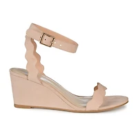 Journee Collection Loucia Womens Round Open Toe Wedge Heel Pumps