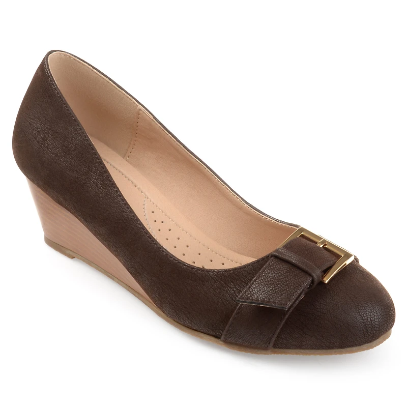 Journee Collection Graysn Womens Round Closed Toe Wedge Heel Pumps