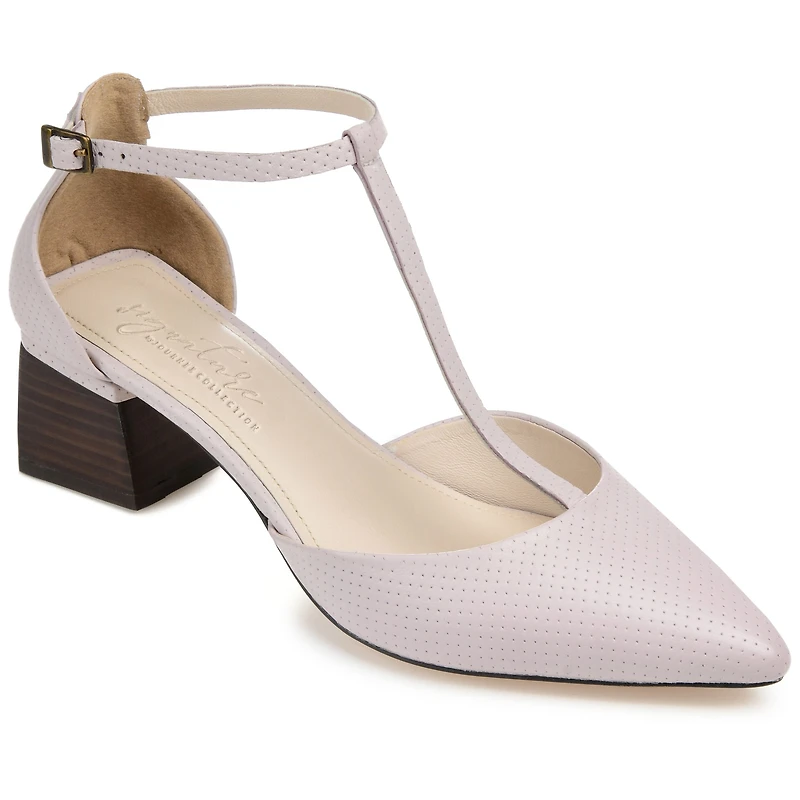 Journee Signature Cameela Womens Pointed Closed Toe Stacked Heel Pumps