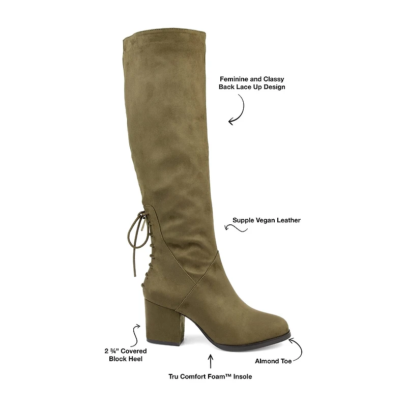 Journee Collection Womens Leeda Extra Wide Calf Riding Boots Block Heel Zip