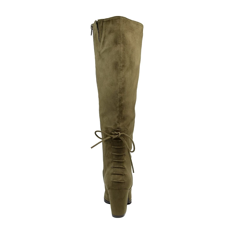Journee Collection Womens Leeda Extra Wide Calf Riding Boots Block Heel Zip