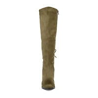 Journee Collection Womens Leeda Extra Wide Calf Riding Boots Block Heel Zip